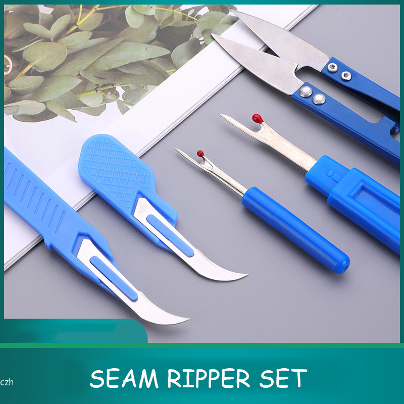 Embroidery Removal Tool - 5 Buah Kit Ripper Jahit Biru