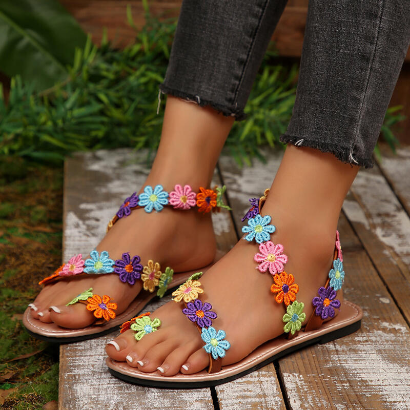 Embroidery Design - Sandal Wanita Bordir Bunga Bohemian Desainer