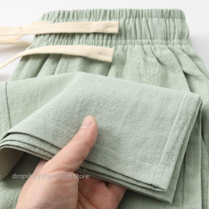 Linen Fabric Natural - Celana Olahraga Katun dan Linen Murni