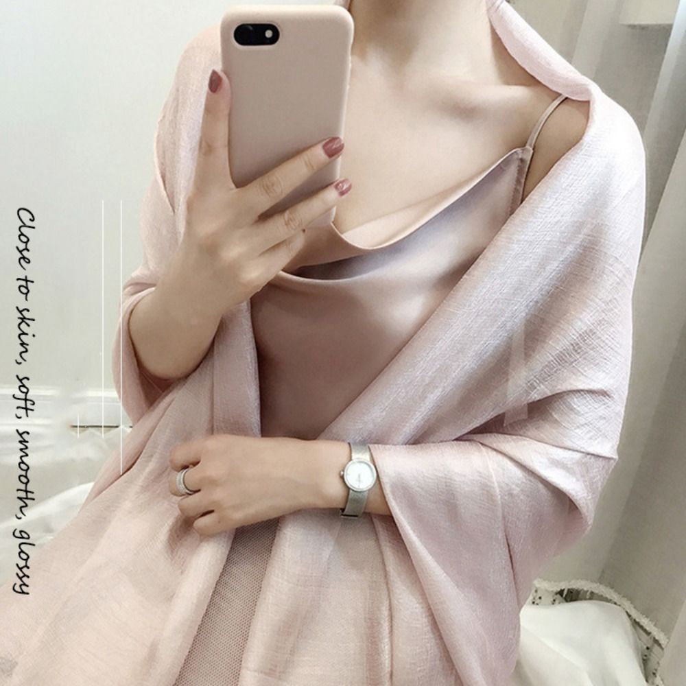 Linen Fabric Natural - Syal polos wanita Linen, selendang tabir