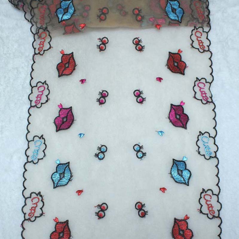 Embroidery Lips - 20 Yard Renda Bordir Dua Warna