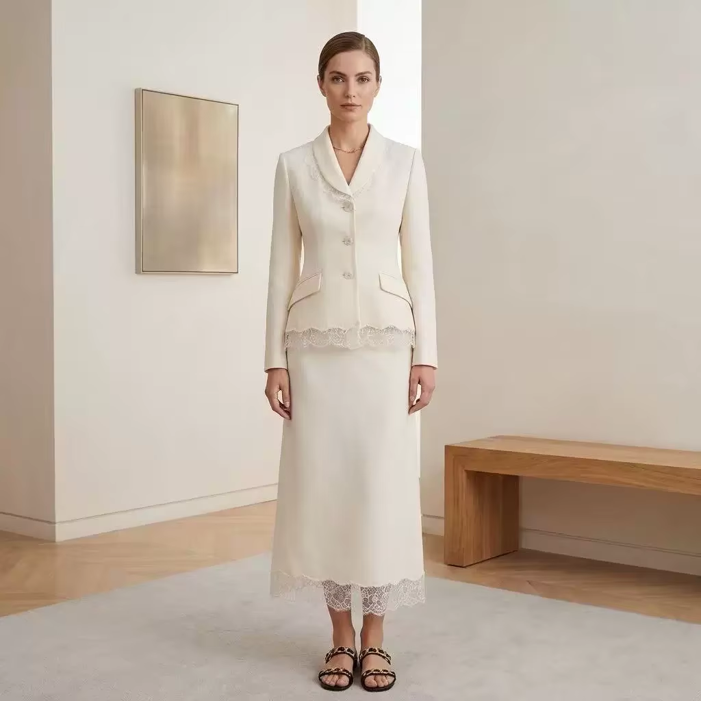 Embroidery Skirt - Setelan Rok Panjang Midi Berbahan Campuran