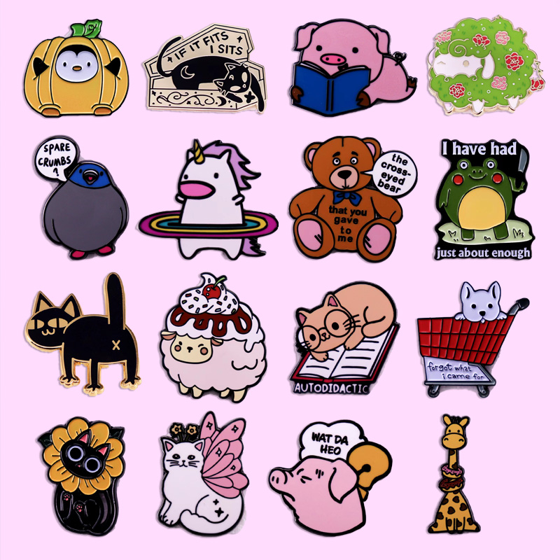 Embroidery Unicorn - Hewan lucu Enamel Pin Kawaii domba