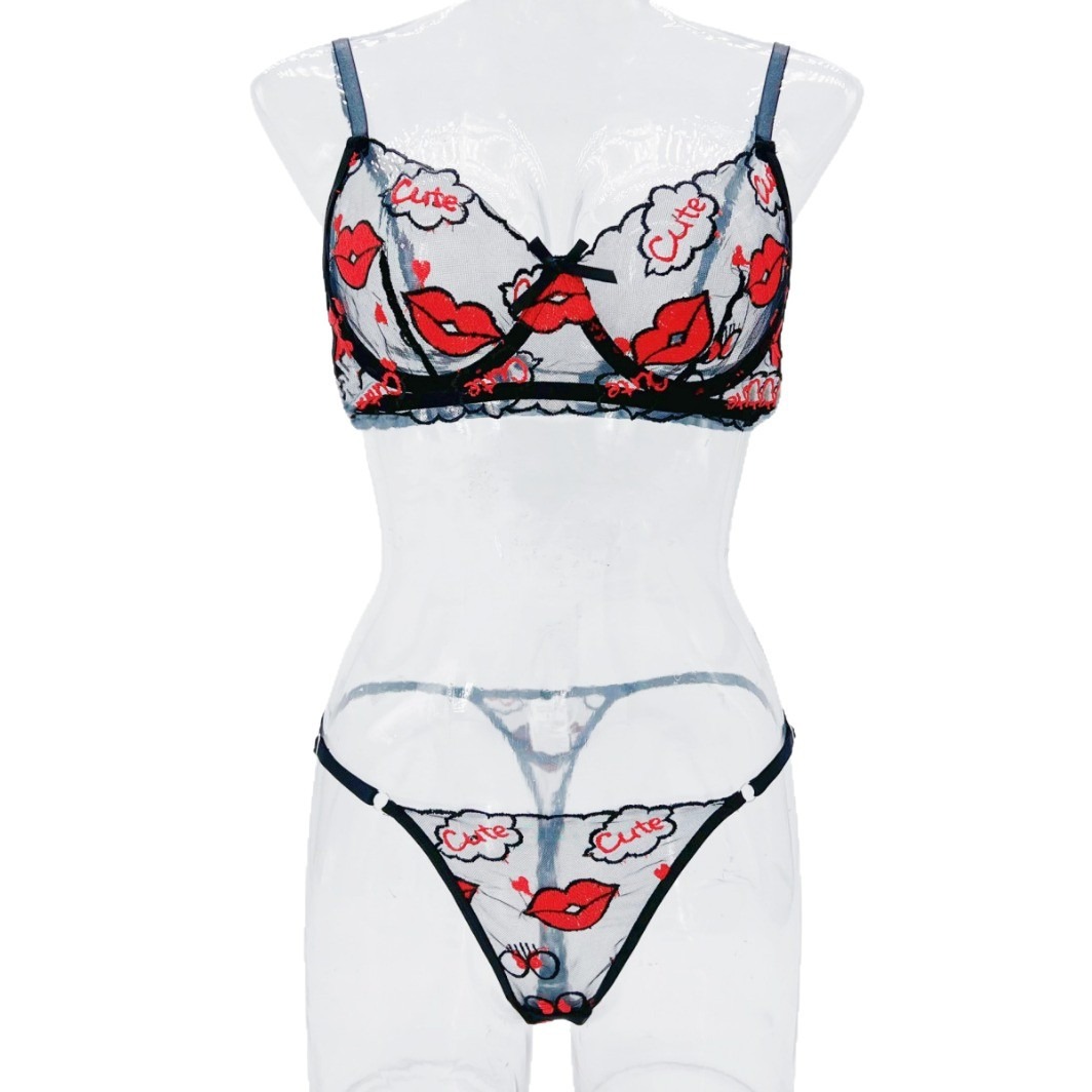 Embroidery Lips - Bra Bordir Bibir Merah Valentine Barat