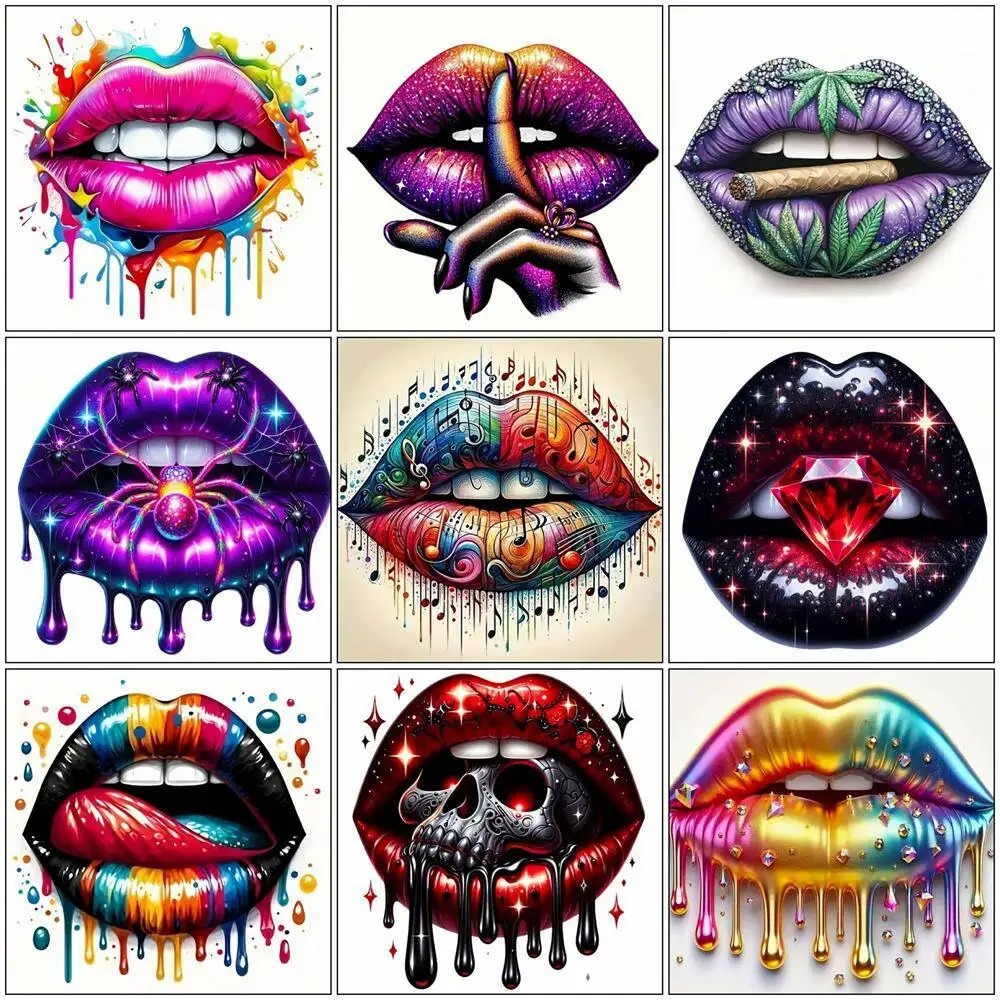 Lukisan Berlian Bibir Mulut Bo - Embroidery Lips ulasan dan harga