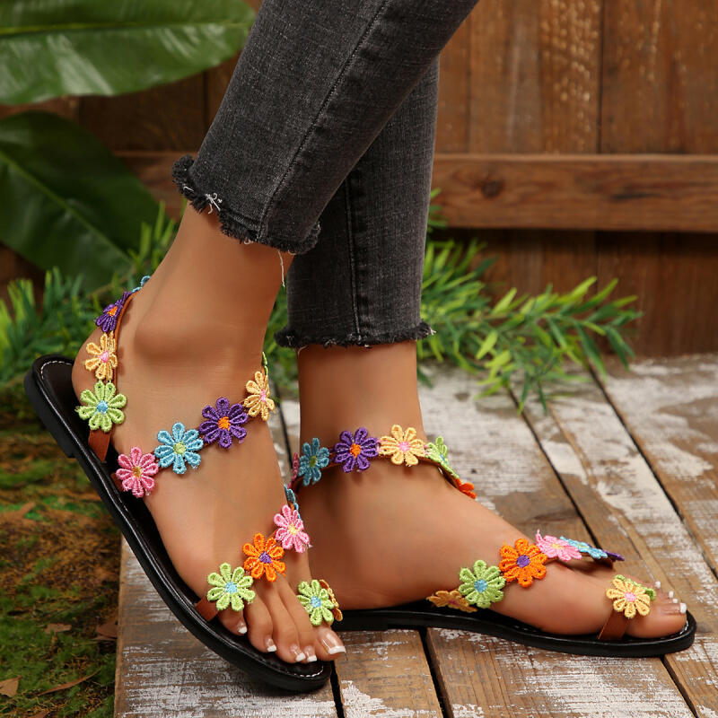 Sandal Wanita Bordir Bunga Boh - Embroidery Design ulasan dan harga