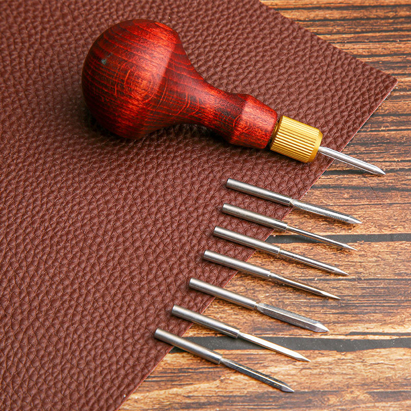 1Set DIY kulit Punch Awl pegan - Punch Needle Handle ulasan dan harga