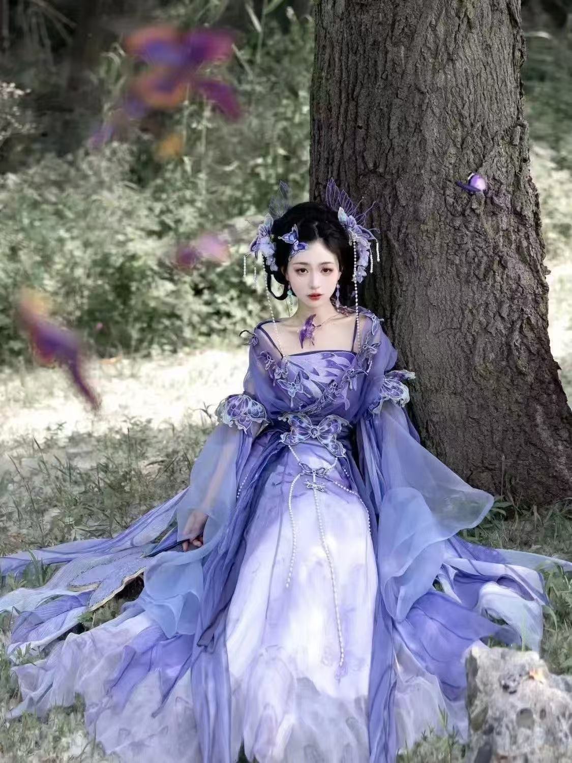 Hanfu Ungu Cina Asli untuk Wan - Embroidery Skirt ulasan dan harga