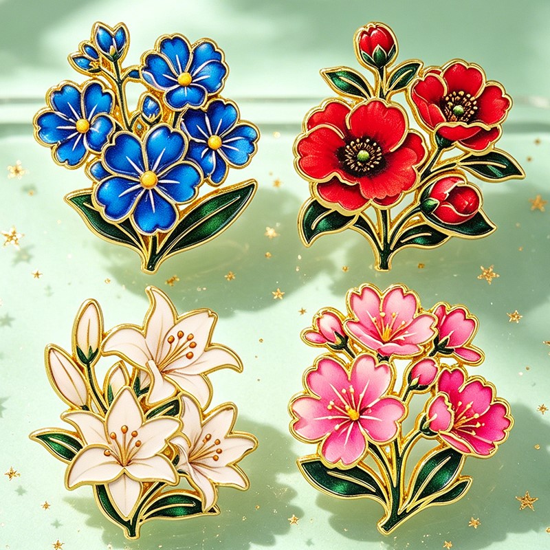 Pin Enamel Bunga Vintage Warna - Embroidery Tulle ulasan dan harga