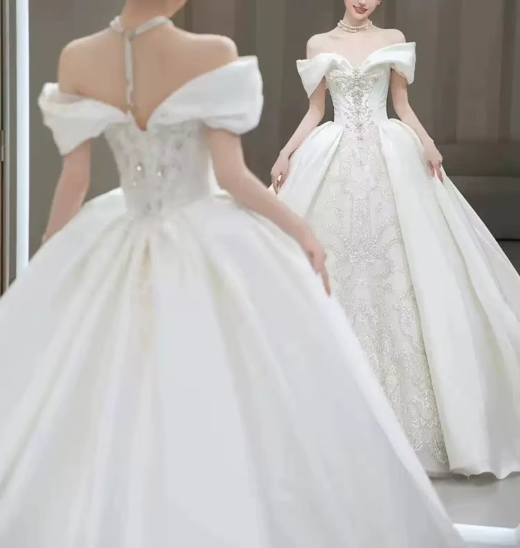 Gaun Pengantin Chic Off Should - Embroidery Skirt ulasan dan harga